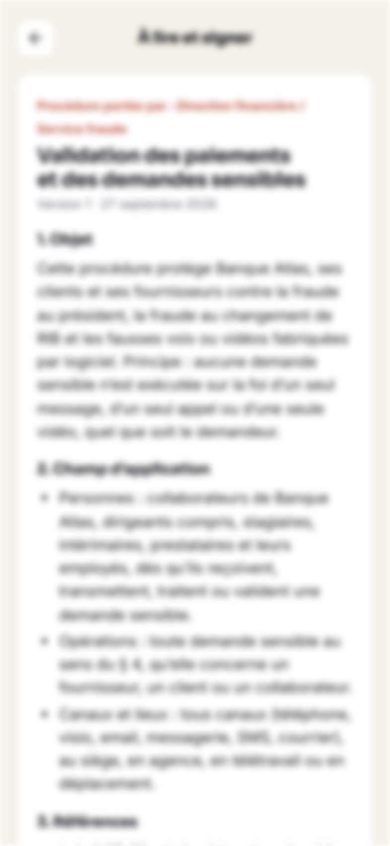 Application collaborateur : lecture d’une procédure avant signature