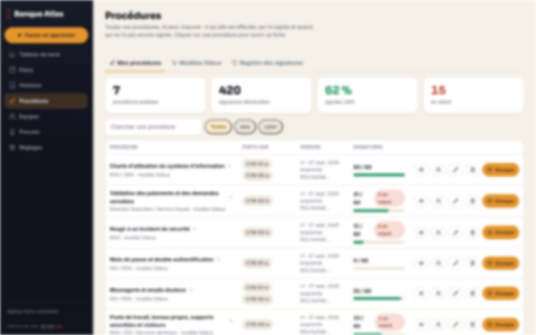 Console Odeus : procédures et signatures